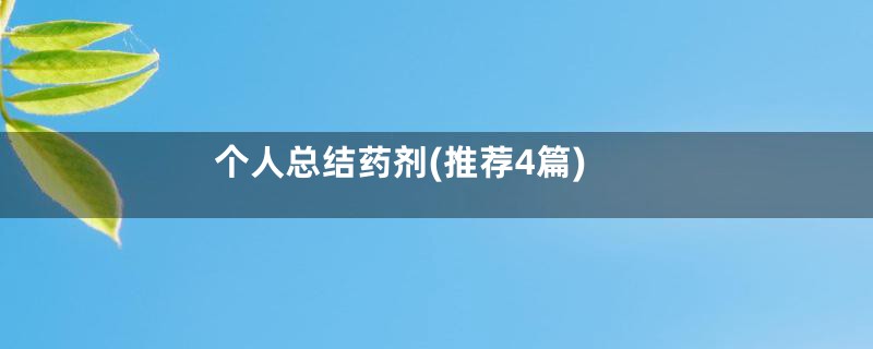 个人总结药剂(推荐4篇)