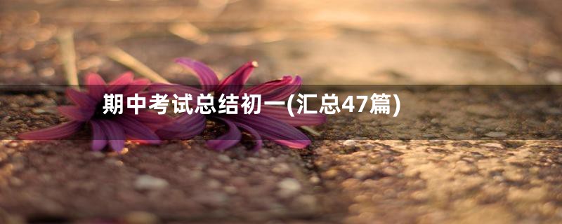 期中考试总结初一(汇总47篇)