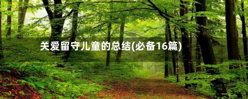 关爱留守儿童的总结(必备16篇)