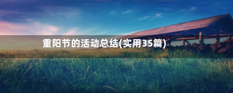 重阳节的活动总结(实用35篇)