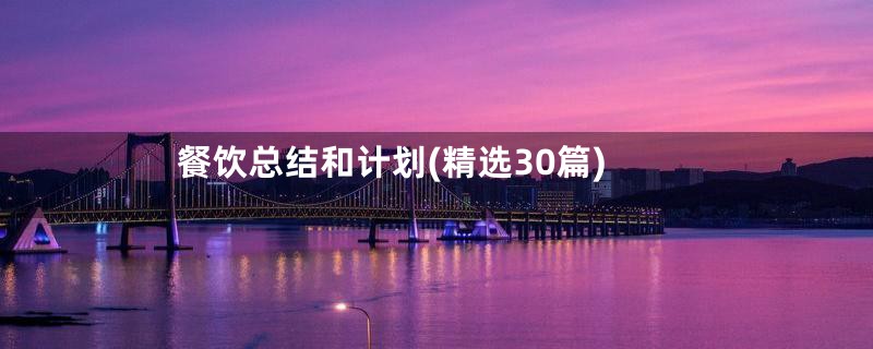 餐饮总结和计划(精选30篇)