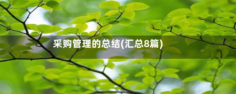 采购管理的总结(汇总8篇)