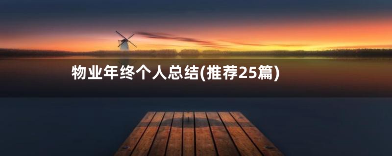 物业年终个人总结(推荐25篇)