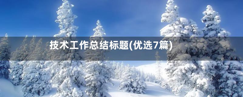 技术工作总结标题(优选7篇)