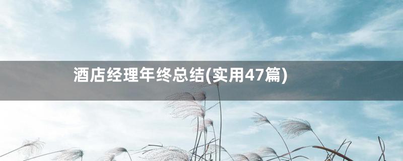酒店经理年终总结(实用47篇)