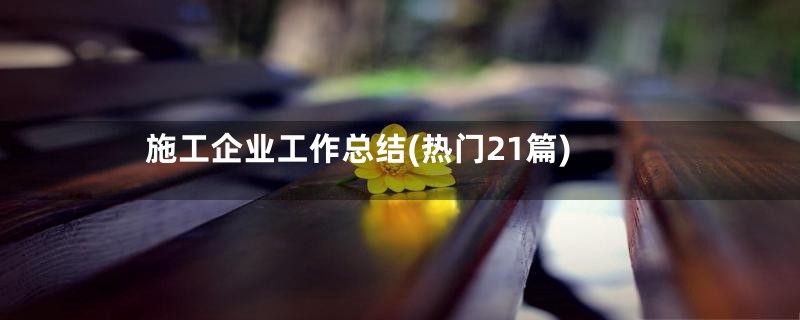 施工企业工作总结(热门21篇)