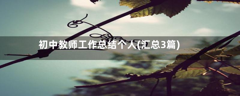 初中教师工作总结个人(汇总3篇)
