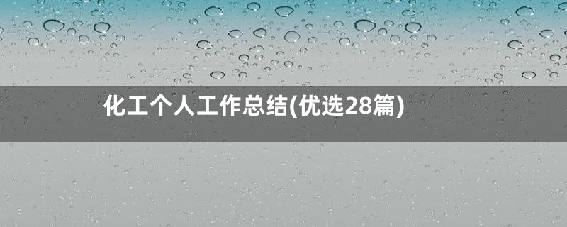 化工个人工作总结(优选28篇)
