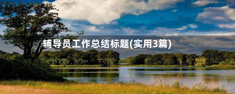 辅导员工作总结标题(实用3篇)