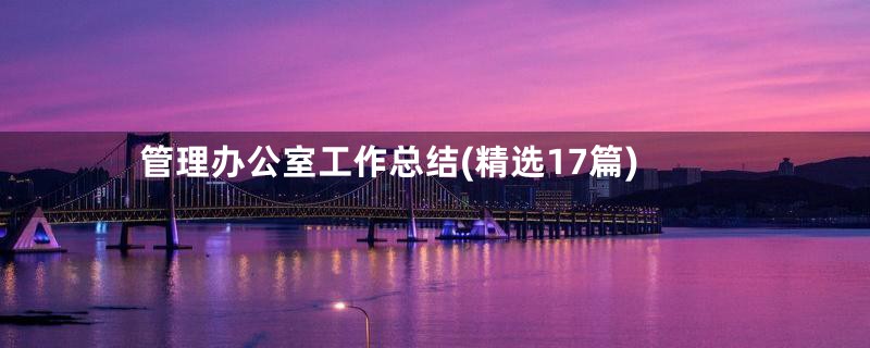 管理办公室工作总结(精选17篇)