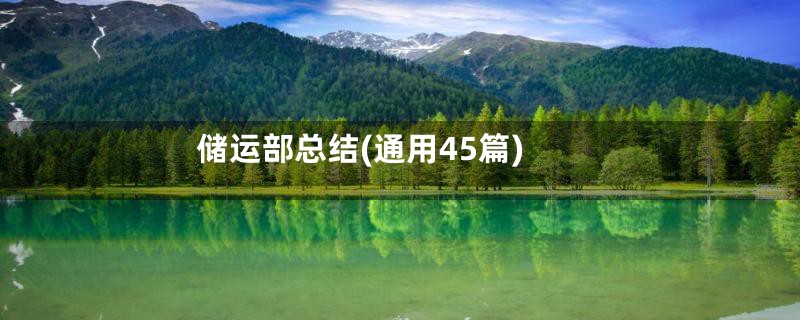储运部总结(通用45篇)