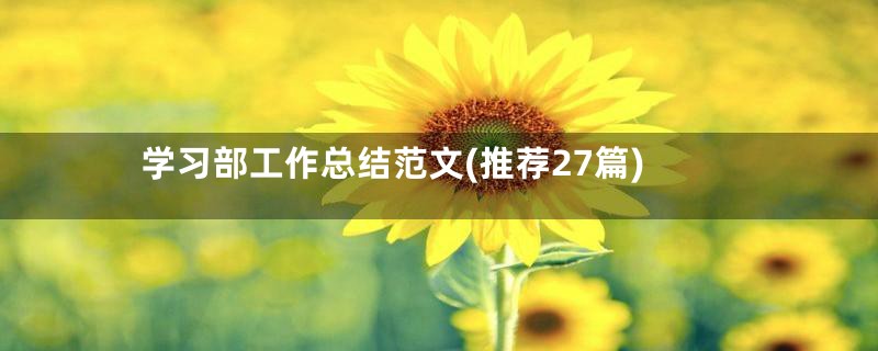 学习部工作总结范文(推荐27篇)