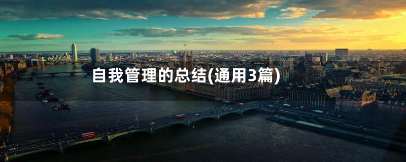 自我管理的总结(通用3篇)