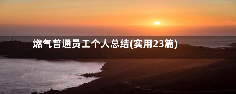 燃气普通员工个人总结(实用23篇)