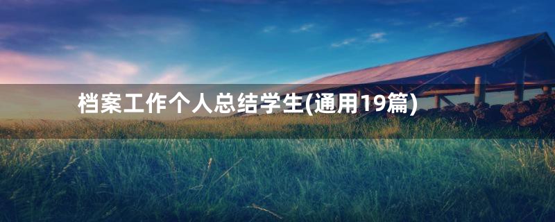 档案工作个人总结学生(通用19篇)