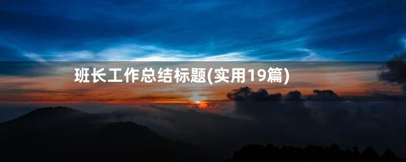 班长工作总结标题(实用19篇)