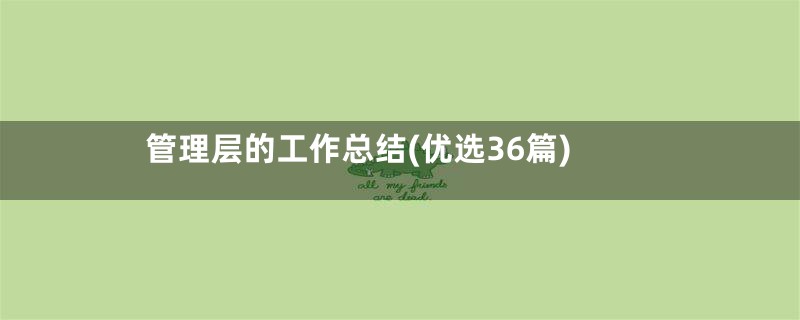 管理层的工作总结(优选36篇)