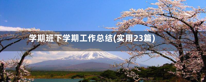 学期班下学期工作总结(实用23篇)