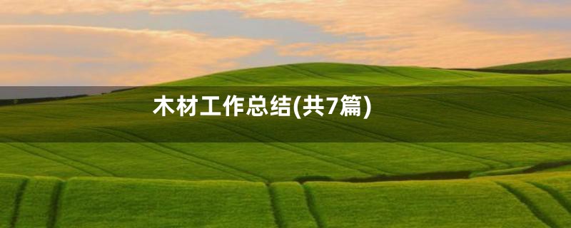 木材工作总结(共7篇)