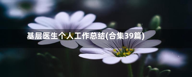 基层医生个人工作总结(合集39篇)