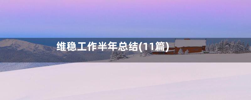 维稳工作半年总结(11篇)