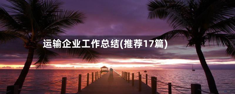 运输企业工作总结(推荐17篇)