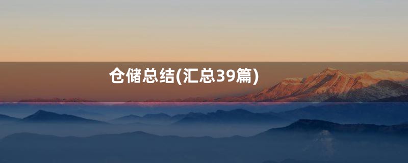仓储总结(汇总39篇)