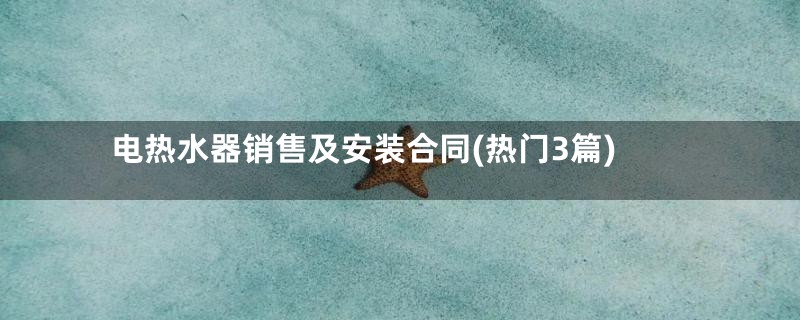 电热水器销售及安装合同(热门3篇)