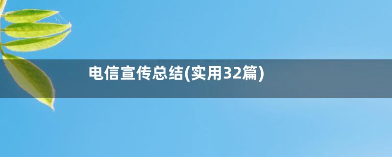 电信宣传总结(实用32篇)