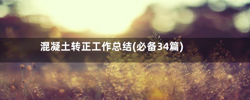 混凝土转正工作总结(必备34篇)