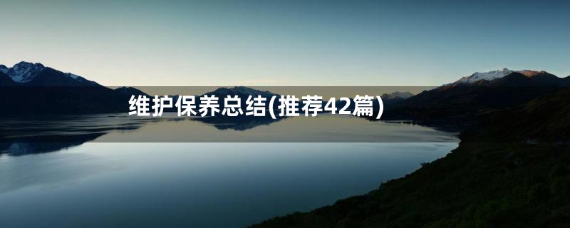 维护保养总结(推荐42篇)