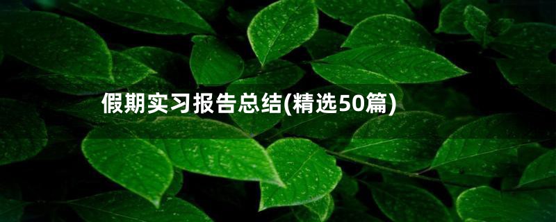 假期实习报告总结(精选50篇)
