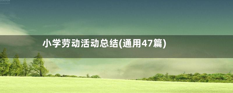 小学劳动活动总结(通用47篇)