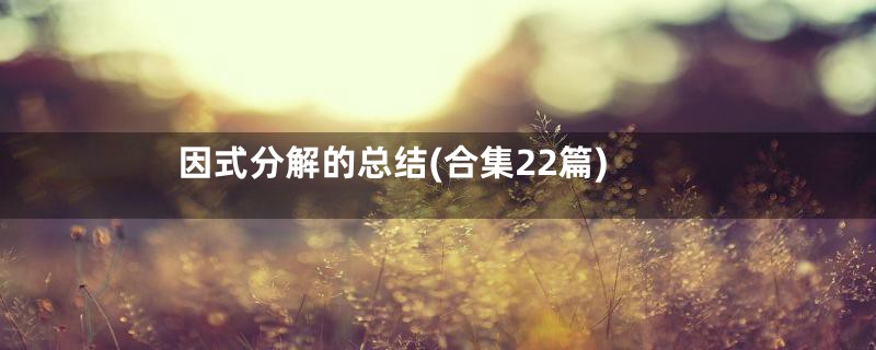 因式分解的总结(合集22篇)