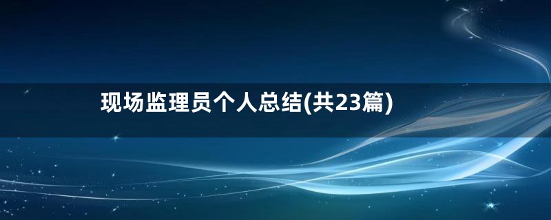 现场监理员个人总结(共23篇)
