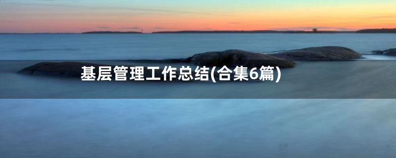 基层管理工作总结(合集6篇)
