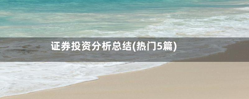 证券投资分析总结(热门5篇)
