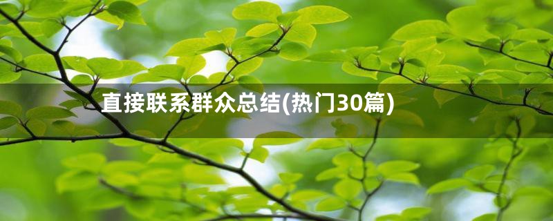 直接联系群众总结(热门30篇)
