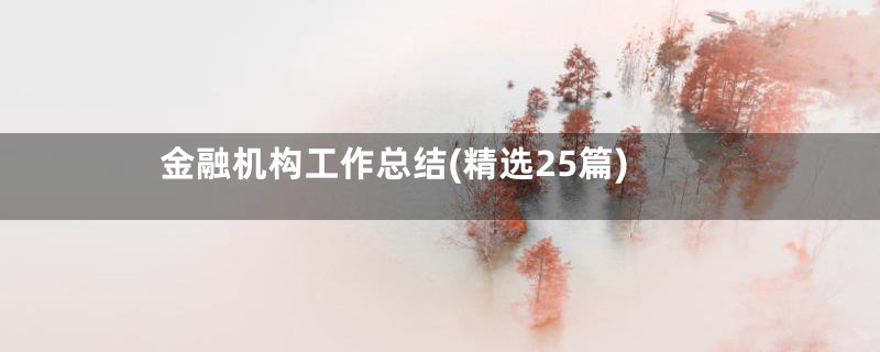金融机构工作总结(精选25篇)