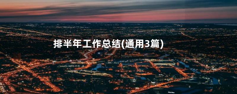 排半年工作总结(通用3篇)