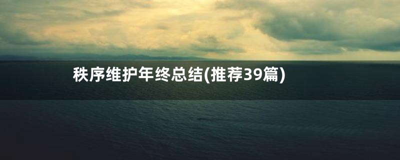 秩序维护年终总结(推荐39篇)