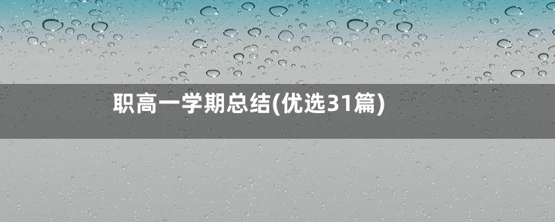职高一学期总结(优选31篇)