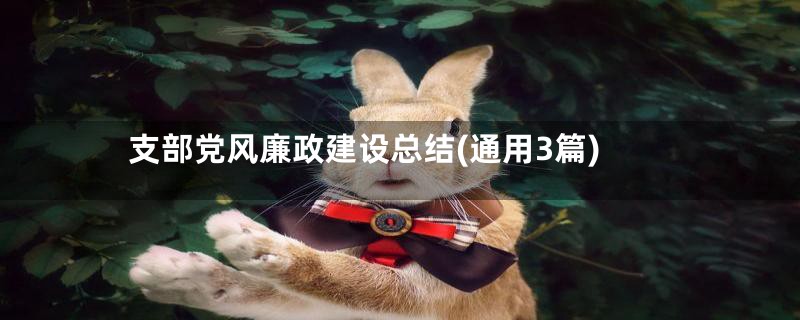 支部党风廉政建设总结(通用3篇)