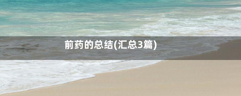 前药的总结(汇总3篇)