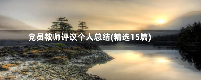 党员教师评议个人总结(精选15篇)