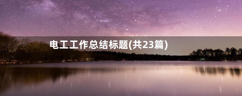 电工工作总结标题(共23篇)