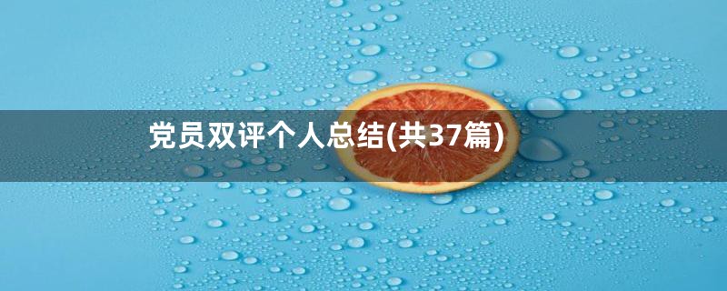 党员双评个人总结(共37篇)