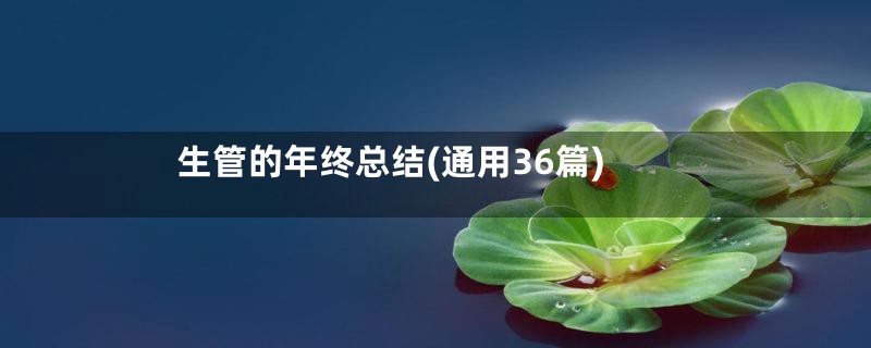 生管的年终总结(通用36篇)