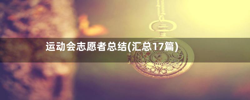 运动会志愿者总结(汇总17篇)
