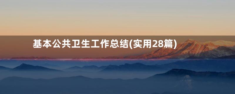 基本公共卫生工作总结(实用28篇)